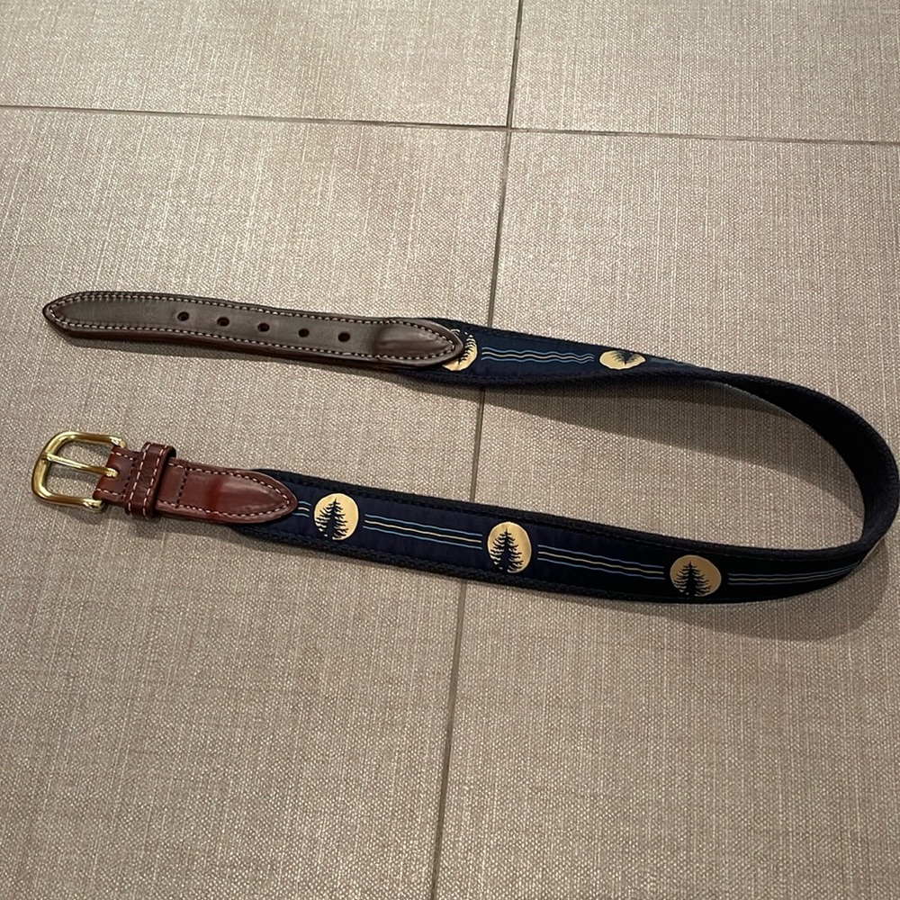 Leather and Woven Belt Waist Size 26 Navy Blue